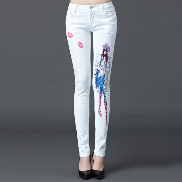 women's jeans standard test printed white cotton high-waisted jeans mother skinny female autumn denim long casual pants pencil yurk, Blue
women's jeans standard test printed white cotton high-waisted jeans mother skinny female autumn denim long casual pants pencil yurk, Blue