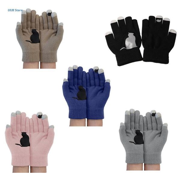 five fingers gloves women winter knitted touchscreen cartoon cat bird irregular warm mittens, Blue;gray
five fingers gloves women winter knitted touchscreen cartoon cat bird irregular warm mittens, Blue;gray
