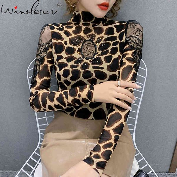 women's t-shirt spring fall girls fashion turtleneck pullover transparent spliced mesh women shiny diamonds tees 2021 t0, White
women's t-shirt spring fall girls fashion turtleneck pullover transparent spliced mesh women shiny diamonds tees 2021 t0, White