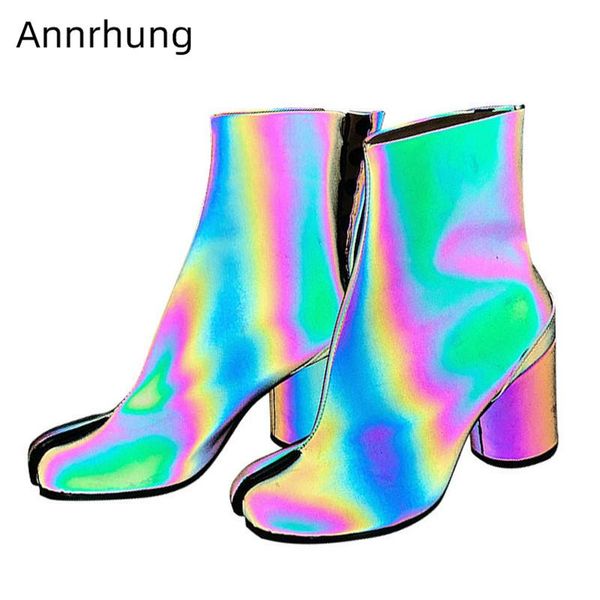 boots reflective colour ankle women individual split toe botas chunky round high heels zipper buckle autumn short de mujer, Black
boots reflective colour ankle women individual split toe botas chunky round high heels zipper buckle autumn short de mujer, Black