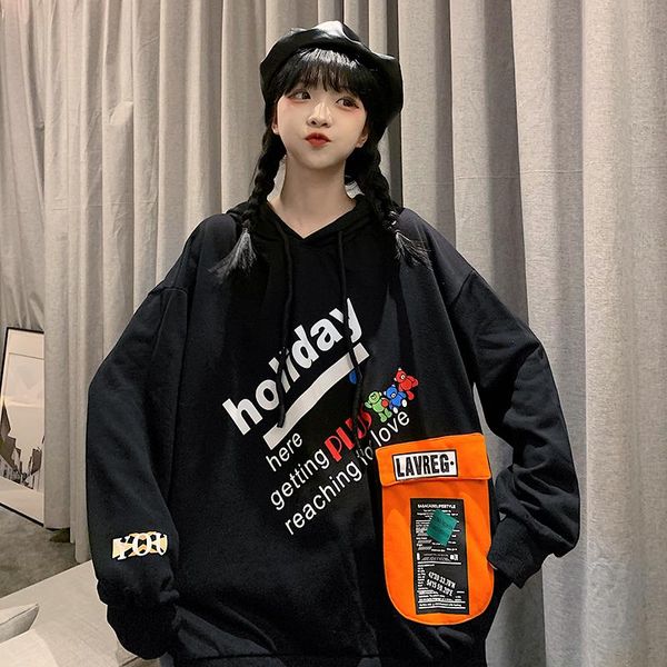 women's hoodies & sweatshirts kawaii clothes korean fashion 2021 autumn women sasual sweatshirt letter print long sleeve harajuku y2k h, Black
women's hoodies & sweatshirts kawaii clothes korean fashion 2021 autumn women sasual sweatshirt letter print long sleeve harajuku y2k h, Black