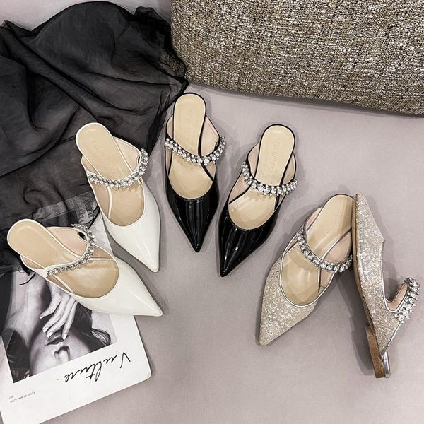 sandals baotou muller women's half slippers wear 2021 pointed low heel empty rhinestone chain summer, Black
sandals baotou muller women's half slippers wear 2021 pointed low heel empty rhinestone chain summer, Black