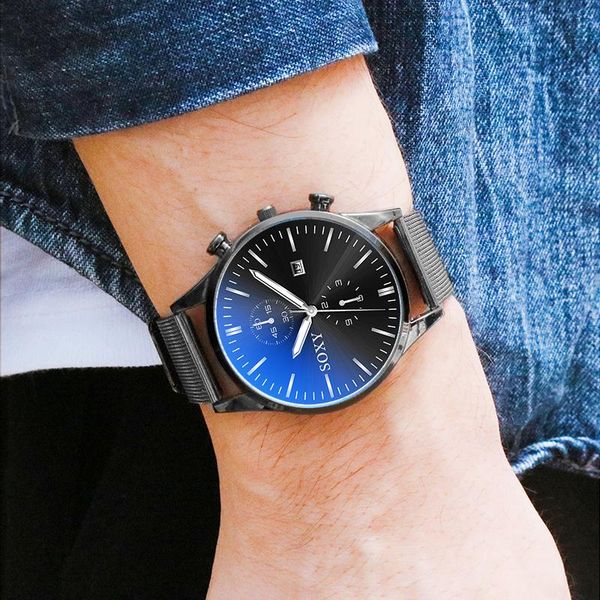 wristwatches soxy casual classic mens watches luxury men quartz watch blue dial fashion mesh strap wristwatch saati relogio masculino, Slivery;brown
wristwatches soxy casual classic mens watches luxury men quartz watch blue dial fashion mesh strap wristwatch saati relogio masculino, Slivery;brown