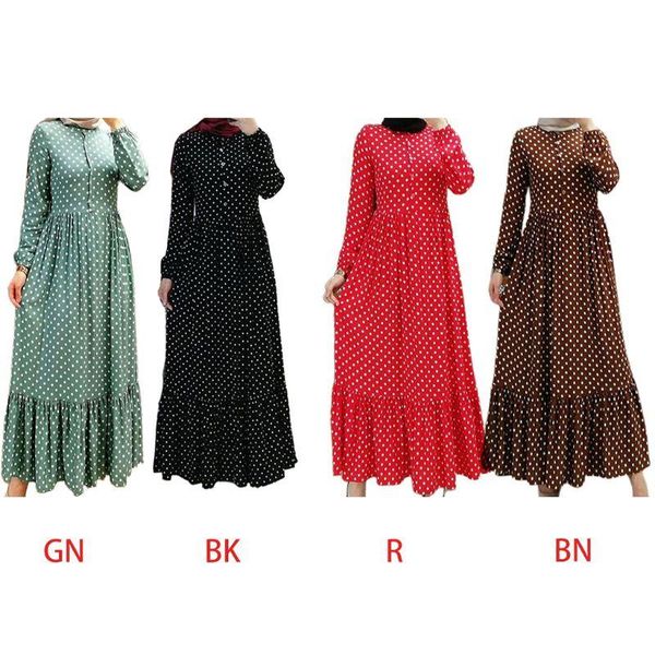 women muslim lantern sleeve maxi swing dress polka dot buttons ruffles kaftan 23ge casual dresses, Black;gray
women muslim lantern sleeve maxi swing dress polka dot buttons ruffles kaftan 23ge casual dresses, Black;gray