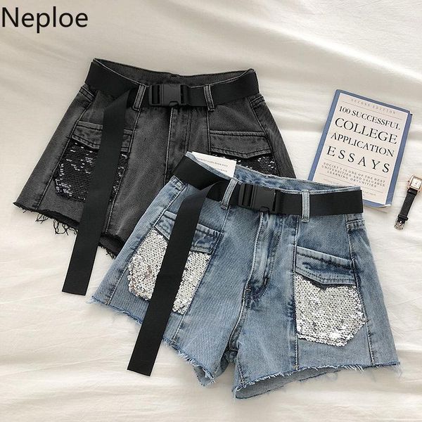 women's jeans neploe high waist hip with belt wide leg short summer 2021 korean fashion sequined patchwork denim shorts feminino 81355, Blue
women's jeans neploe high waist hip with belt wide leg short summer 2021 korean fashion sequined patchwork denim shorts feminino 81355, Blue