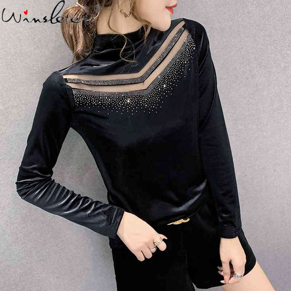 women's t-shirt spring fall european clothes veet girls fashion patchwork lucency diamonds women all match tees 2021 t11, White
women's t-shirt spring fall european clothes veet girls fashion patchwork lucency diamonds women all match tees 2021 t11, White