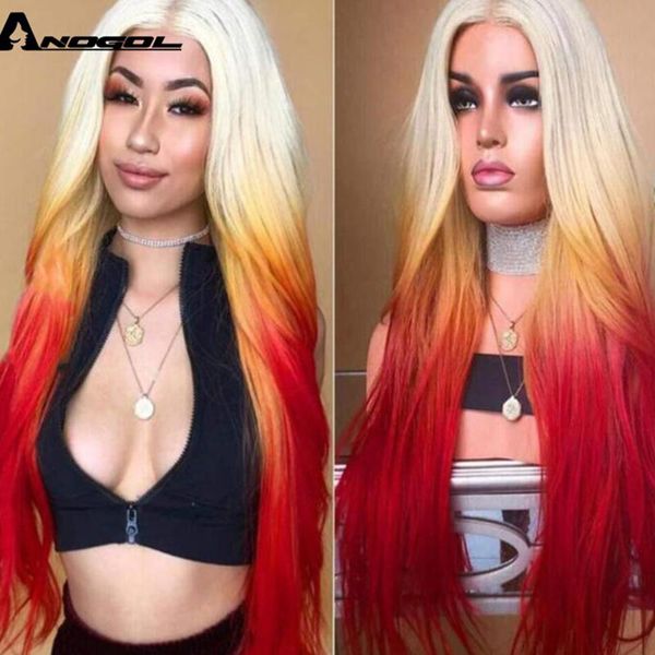 synthetic wigs anogol long wavy ombre blonde red purple with blue cosplay for women colorful fiber hair high temperature, Black
synthetic wigs anogol long wavy ombre blonde red purple with blue cosplay for women colorful fiber hair high temperature, Black