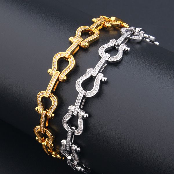 creative full diamond horseshoe buckle chain bracelet hip hop personality men and women jewelry european and american popular hiphop cuban w, Black
creative full diamond horseshoe buckle chain bracelet hip hop personality men and women jewelry european and american popular hiphop cuban w, Black