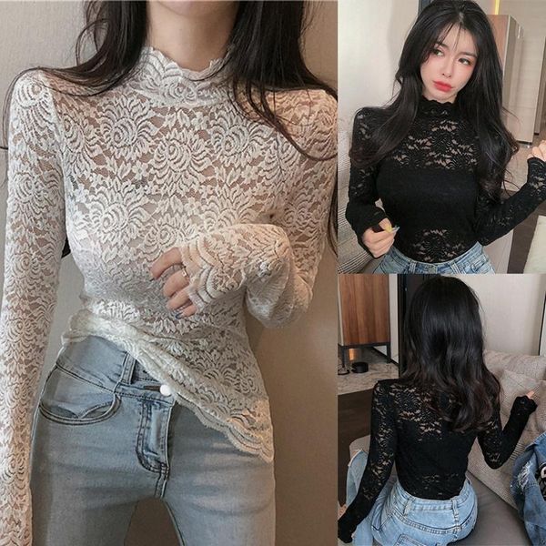pure color stretch all-match high-neck lace shirt with a bottoming women's t-shirt, White
pure color stretch all-match high-neck lace shirt with a bottoming women's t-shirt, White