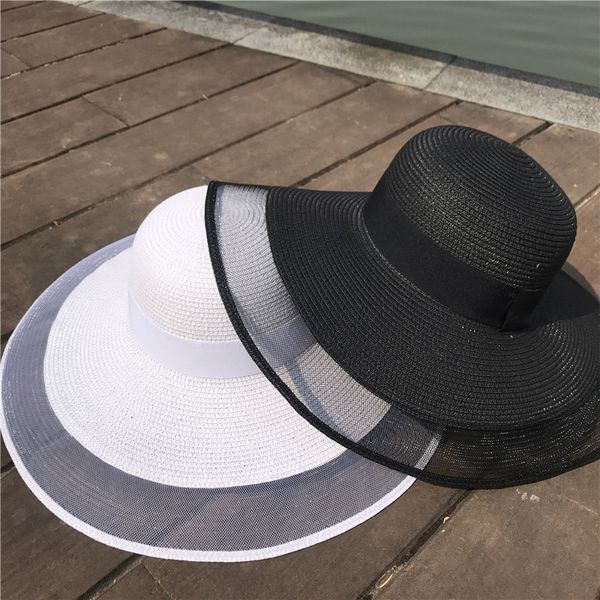 white net red straw beach women's sunscreen seaside cornice vacation sun hat good for traveling with mesh hat, Blue;gray
white net red straw beach women's sunscreen seaside cornice vacation sun hat good for traveling with mesh hat, Blue;gray