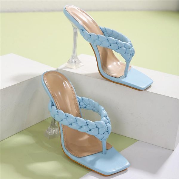women 2021 luxury weave slippers flip flops crystal transparent 11cm high heels square toe fashion wedding party shoes, Black
women 2021 luxury weave slippers flip flops crystal transparent 11cm high heels square toe fashion wedding party shoes, Black