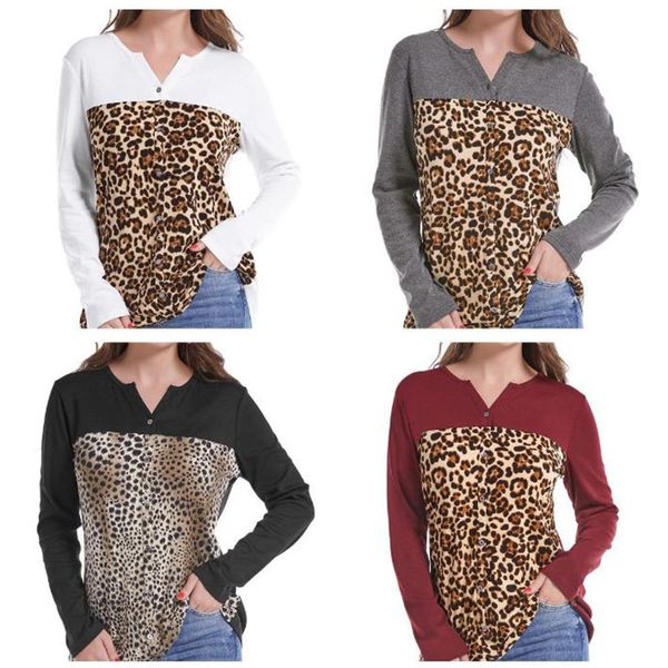 women's t-shirt ss trendy women long sleeve round neck ladies pullover fashion stitching leopard print t shirt one sweatshirt, White
women's t-shirt ss trendy women long sleeve round neck ladies pullover fashion stitching leopard print t shirt one sweatshirt, White
