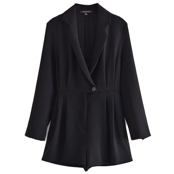women's suits & blazers adherebling 2021 women black simple jacket elegant romper casual style blazer suit coat fashion ladies urban ou, White;black