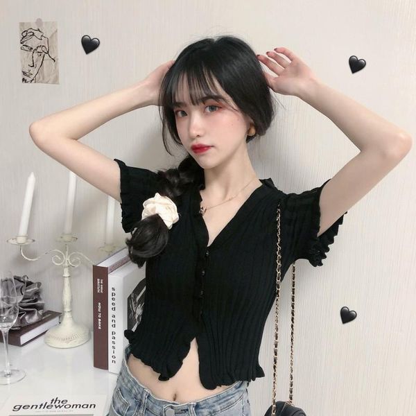 women's t-shirt knitting short sleeves summer women 2021 sweet elegant v-neck dew clavicle fashion clothing wholesale, White
women's t-shirt knitting short sleeves summer women 2021 sweet elegant v-neck dew clavicle fashion clothing wholesale, White