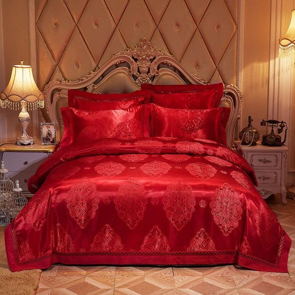 bedding sets luxury red pink king size set satin jacquard silky bed cover cotton sheet linge de lit ropa/juego cama
bedding sets luxury red pink king size set satin jacquard silky bed cover cotton sheet linge de lit ropa/juego cama