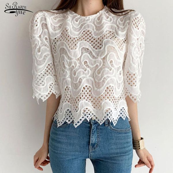 women's blouses & shirts hollow out sweet water ripple short shirt summer loose lace blouse women blusas mujer sleeve o neck slim fema, White
women's blouses & shirts hollow out sweet water ripple short shirt summer loose lace blouse women blusas mujer sleeve o neck slim fema, White