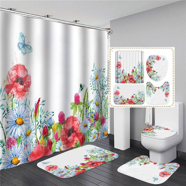 creative flower printed shower curtain waterproof toilet 4pcs non-slip mat polyester bathroom with hooks bath decoration curtains
creative flower printed shower curtain waterproof toilet 4pcs non-slip mat polyester bathroom with hooks bath decoration curtains