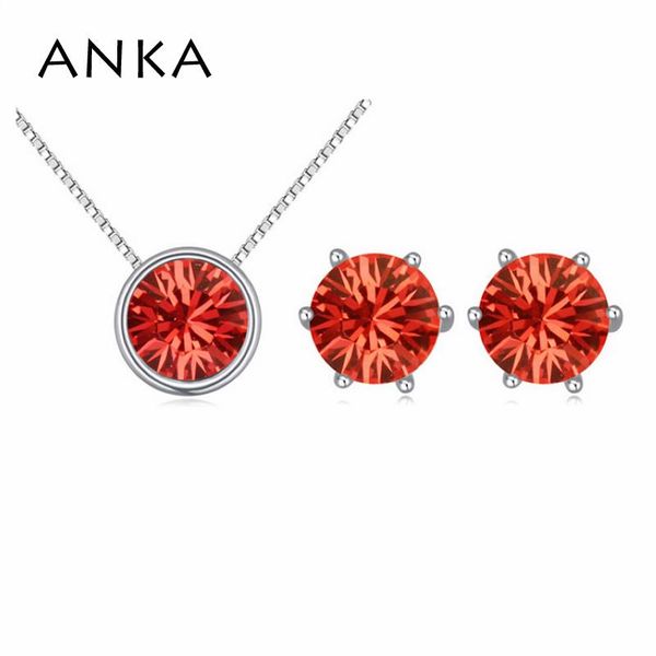 earrings & necklace anka round crystal and set with simply design selling original for women crystals from austria #114683, Silver 
earrings & necklace anka round crystal and set with simply design selling original for women crystals from austria #114683, Silver