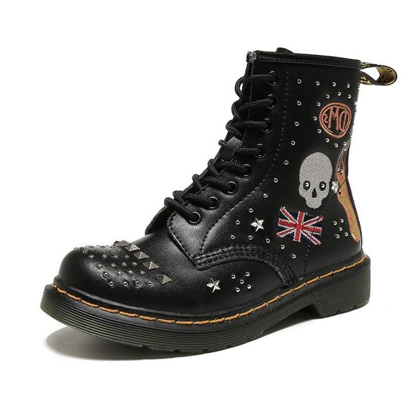boots womens genuine leather ankle embroidery skull rivet punk cool fashion shoes british styles black v009
boots womens genuine leather ankle embroidery skull rivet punk cool fashion shoes british styles black v009