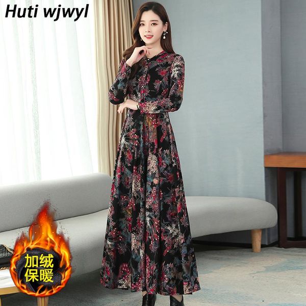 casual dresses chinese style elegant women vestidos 2021 vintage velvet warm thicken shirt dress autumn winter bodycon party print maxi, Black;gray
casual dresses chinese style elegant women vestidos 2021 vintage velvet warm thicken shirt dress autumn winter bodycon party print maxi, Black;gray