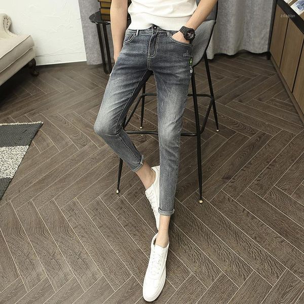 men's jeans korean ankle length pants slim cat's whiskers simple trend spring with small feet, Blue
men's jeans korean ankle length pants slim cat's whiskers simple trend spring with small feet, Blue