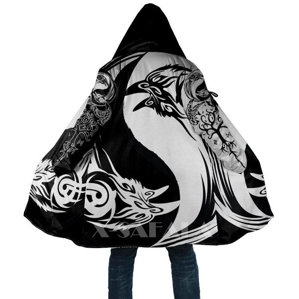 men's wool & blends viking style ying yang raven 3d printed duffle pullovers coat overcoat thick warm hooded cloak coat for menoat wind, Black
men's wool & blends viking style ying yang raven 3d printed duffle pullovers coat overcoat thick warm hooded cloak coat for menoat wind, Black