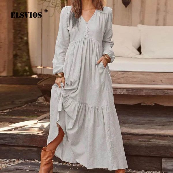 casual dresses elsvios women long sleeve pleated autumn dress lady v-neck pocket loose maxi elegant winter vestidos, Black;gray
casual dresses elsvios women long sleeve pleated autumn dress lady v-neck pocket loose maxi elegant winter vestidos, Black;gray
