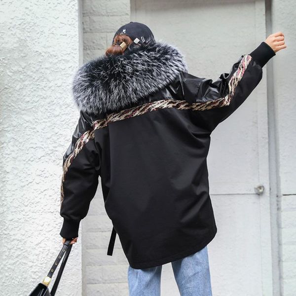 women's fur & faux 2021 korean parka for women mid-length liner raccoon collar sequined fashion hooded coat female winter, Black
women's fur & faux 2021 korean parka for women mid-length liner raccoon collar sequined fashion hooded coat female winter, Black