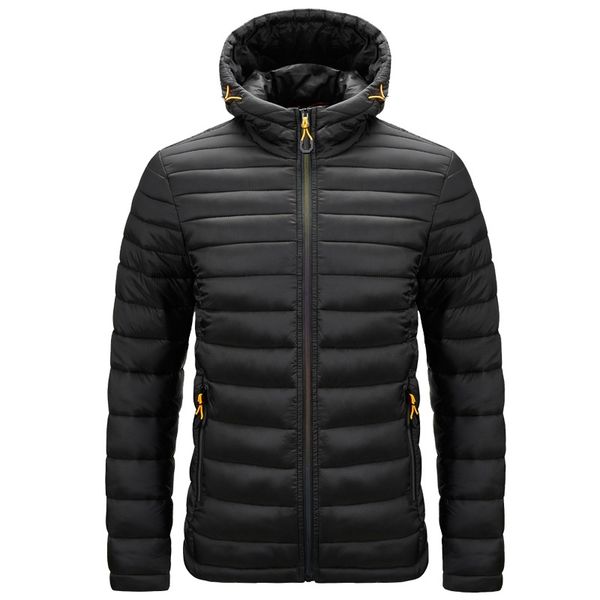 men's winter short men's down straight zip open hooded cotton jacket light and thin, Black
men's winter short men's down straight zip open hooded cotton jacket light and thin, Black
