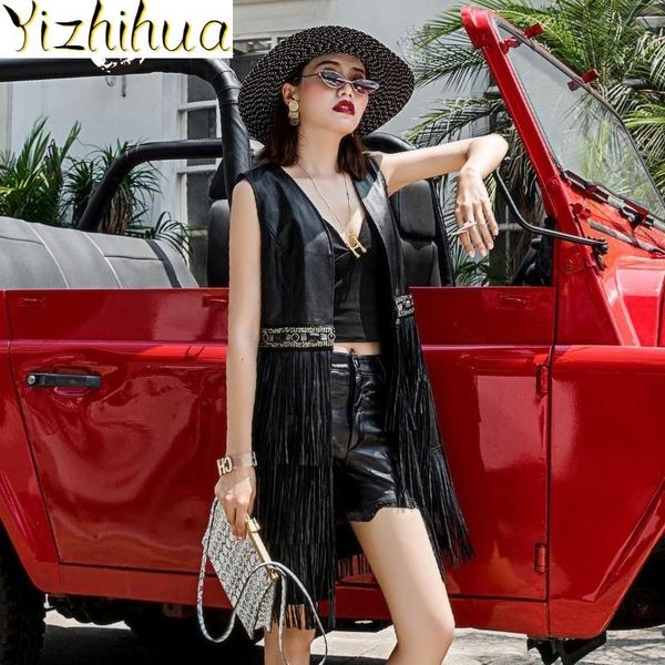 women long spring tassels sheepskin vest genuine leather sleeveless jacket v neck crystal diamonds waistcoat outerwear vests women's, Black;white
women long spring tassels sheepskin vest genuine leather sleeveless jacket v neck crystal diamonds waistcoat outerwear vests women's, Black;white