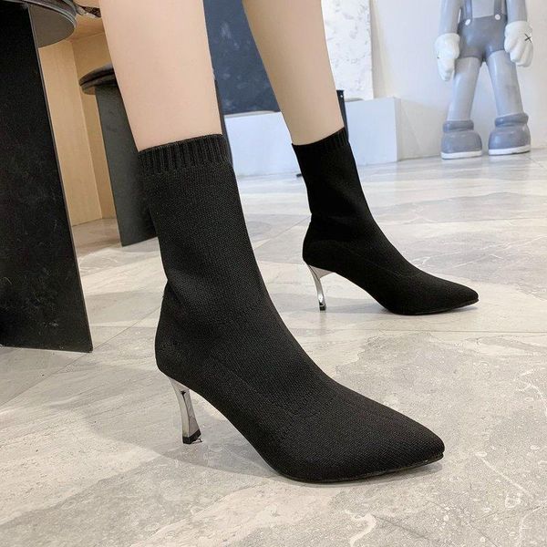 boots women's autumn/winter mid-calf boot pointy stiletto heel high knitted elastic heels shoes, Black
boots women's autumn/winter mid-calf boot pointy stiletto heel high knitted elastic heels shoes, Black