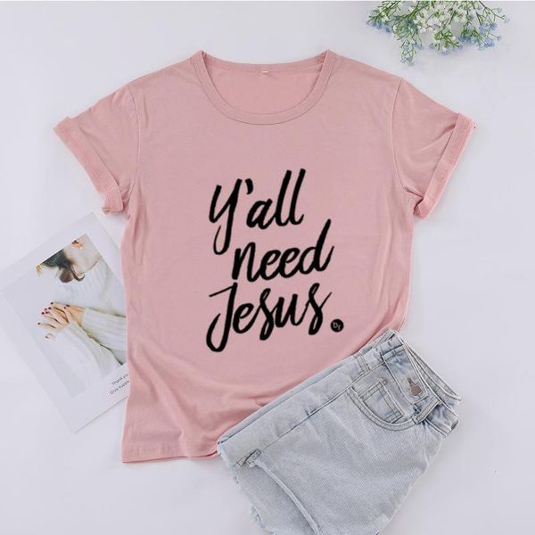 yall need jesus women's short sleeve tees 100% cotton t-shirts funny letter print graphic o neck tshirt ladies drop t-shirt, White
yall need jesus women's short sleeve tees 100% cotton t-shirts funny letter print graphic o neck tshirt ladies drop t-shirt, White