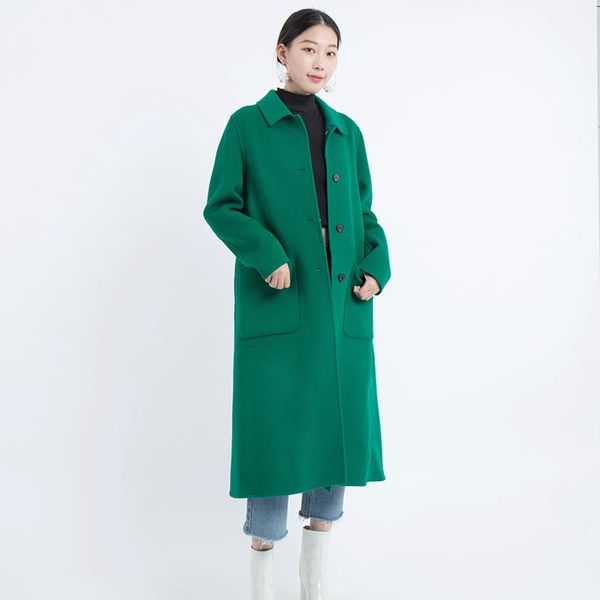 women's wool & blends 2021 autumn fashion ladies jacket loose overcoat korean style casual long woolen double-side cashemre clothes rea, Black
women's wool & blends 2021 autumn fashion ladies jacket loose overcoat korean style casual long woolen double-side cashemre clothes rea, Black