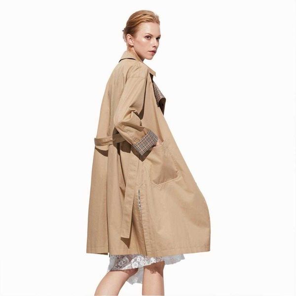 spring and autumn long european and american casual windbreaker women's jacket 210812, Tan;black
spring and autumn long european and american casual windbreaker women's jacket 210812, Tan;black
