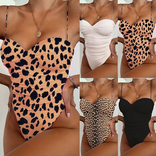 women's swimwear 2021 high leg cut swimming suit for women leopard print solid swimsuit padded push-up bikini set, White;black
women's swimwear 2021 high leg cut swimming suit for women leopard print solid swimsuit padded push-up bikini set, White;black