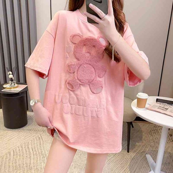 2021 new summer korean print embroidery loose size short sleeve t-shirt women's fashion, White;black
2021 new summer korean print embroidery loose size short sleeve t-shirt women's fashion, White;black