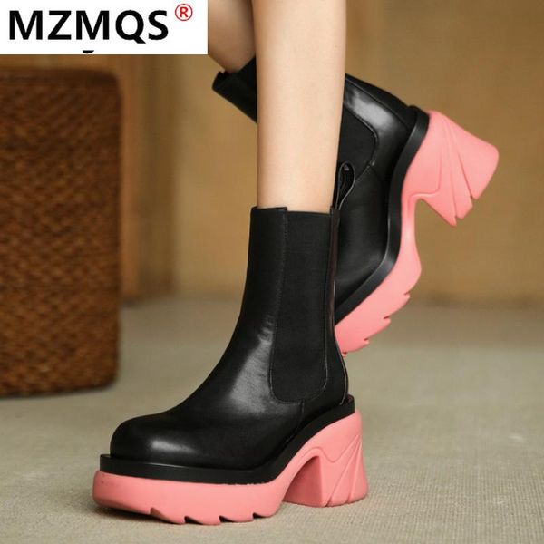 boots women leather slip on ankle fashion platform square high heel short female round toe autumn shoes botas de mujer, Black
boots women leather slip on ankle fashion platform square high heel short female round toe autumn shoes botas de mujer, Black