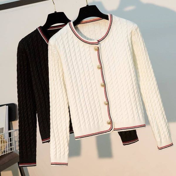 knits elegant white sweater women autumn round neck single breasted knit coat black cardigan
knits elegant white sweater women autumn round neck single breasted knit coat black cardigan
