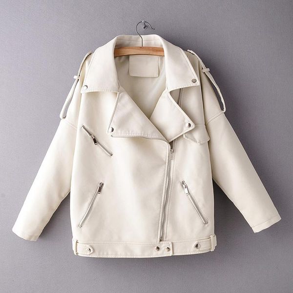 women's leather & faux jeyzy-chaqueta de cuero sintético para mujer, abrigo holgado piel sintética, con solapa y cremallera, color beig, Black
women's leather & faux jeyzy-chaqueta de cuero sintético para mujer, abrigo holgado piel sintética, con solapa y cremallera, color beig, Black
