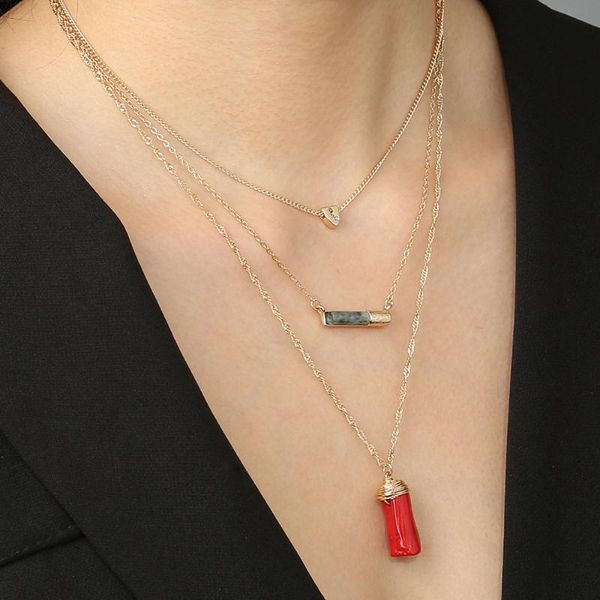 pendant necklaces bohemian simple fashion jewelry cylindrical coral stone multi-layer necklace female, Silver
pendant necklaces bohemian simple fashion jewelry cylindrical coral stone multi-layer necklace female, Silver