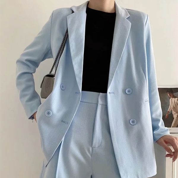 fashion blue double breasted long women blazer jacket casual officewear pockets simple solid coats chic female 210521, White;black
fashion blue double breasted long women blazer jacket casual officewear pockets simple solid coats chic female 210521, White;black