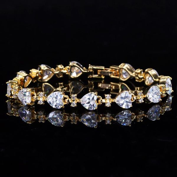link, chain fashion zircon hand jewelry women's gold plated heart-shaped bracelet, Black
link, chain fashion zircon hand jewelry women's gold plated heart-shaped bracelet, Black
