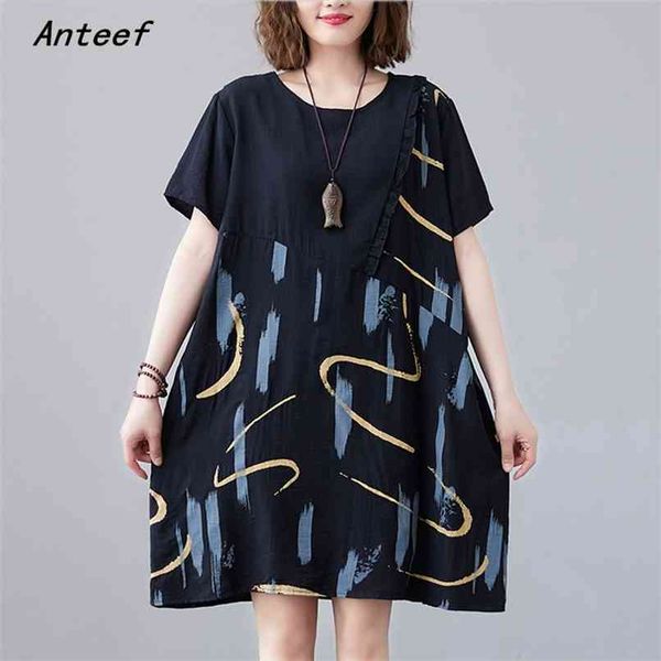 short sleeve plus size vintage dresses for women casual loose mini woman summer dress elegant clothes sundress 210517, Black;gray
short sleeve plus size vintage dresses for women casual loose mini woman summer dress elegant clothes sundress 210517, Black;gray