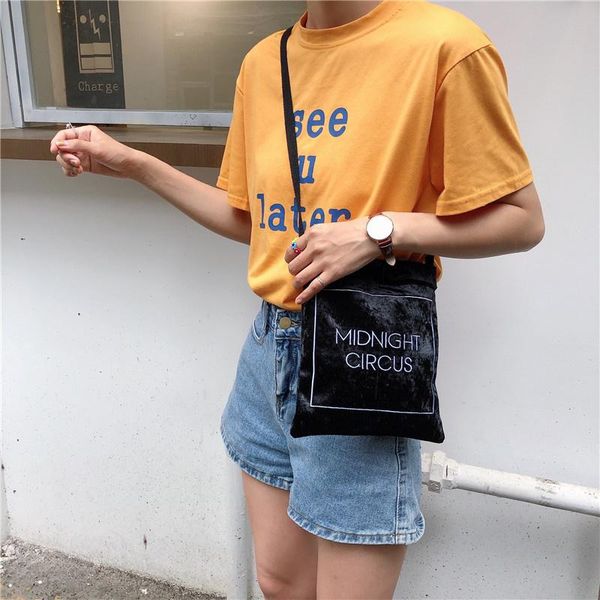 evening bags women ice velvet shoulder bag canvas crossbody female embroidered letters handbags small tote for girls