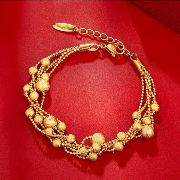 link, chain hi classic 24k gold hand beads bracelet party friend birthday gift, Black
link, chain hi classic 24k gold hand beads bracelet party friend birthday gift, Black