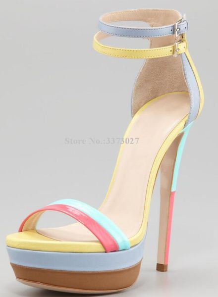 sweet candy color girl thin heel platform sandals fashion patchwork ankle buckle gladiator design summer party shoe, Black
sweet candy color girl thin heel platform sandals fashion patchwork ankle buckle gladiator design summer party shoe, Black