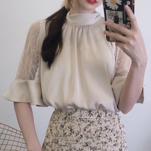 women's blouses & shirts stand neck lace patchwork sleeve solid sweet fashion fresh 2021 spring summer design women clothess, White
women's blouses & shirts stand neck lace patchwork sleeve solid sweet fashion fresh 2021 spring summer design women clothess, White