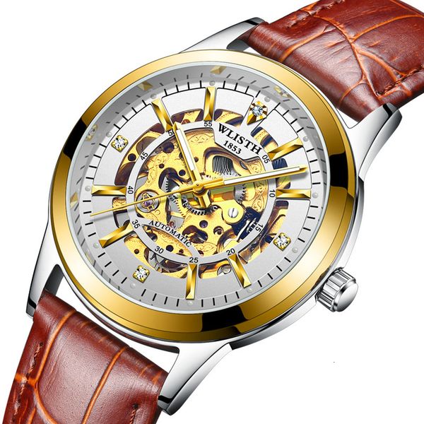2019 wlisth merk mannen business klok hollow-out automatische mechanische horloge nachtlampje waterdicht leisure heren, Slivery;brown
2019 wlisth merk mannen business klok hollow-out automatische mechanische horloge nachtlampje waterdicht leisure heren, Slivery;brown