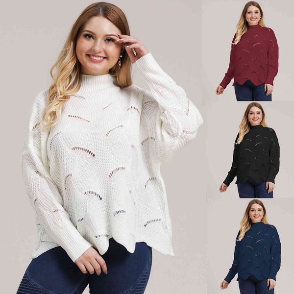 women's plus size large wear wave ee hollow high ne simple fashion sweater loose woven warm 190703
women's plus size large wear wave ee hollow high ne simple fashion sweater loose woven warm 190703