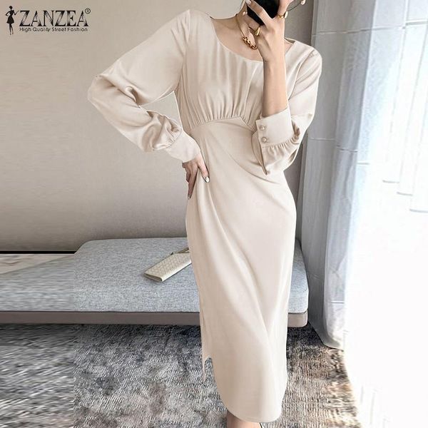 casual dresses women's spring sundress zanzea 2021 stylish satin dress long sleeve high waist midi vestidos female o neck split robe, Black;gray
casual dresses women's spring sundress zanzea 2021 stylish satin dress long sleeve high waist midi vestidos female o neck split robe, Black;gray